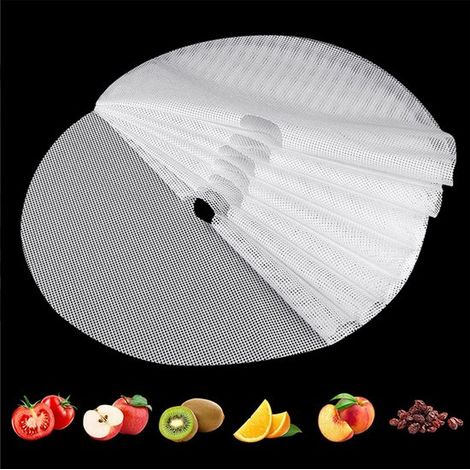 8 tappetini rotondi in silicone per essiccatori e apparecchi di essiccazione, tappetino rotondo per essiccare la carne, resistente al calore, riutilizzabile (1/5)