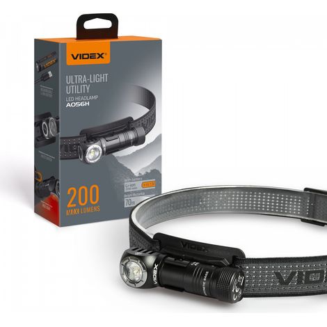 Lampada frontale LED 10W 200lm 70m IP68 USB-C Videx (1/5)