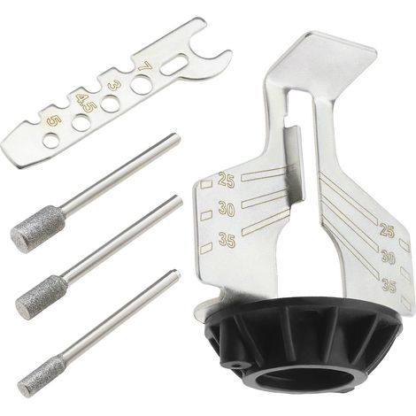 Für 5 Stück Kettensägen-Schärfzubehör, Polierwerkzeug, Bohrerführungskopf, Adapter, Lineal, Drehwerkzeug
