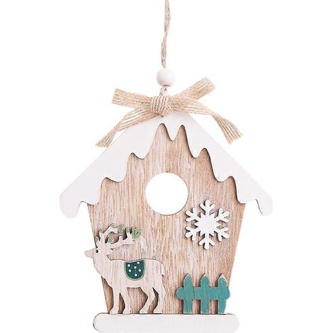 Décoration de Noël créative en bois, motif maison d'élan, à suspendre au mur. Décoration exquise pour sapin de Noël et fêtes de Noël.-M