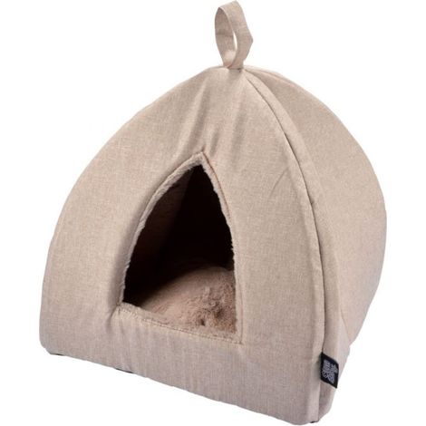 Tente pour animaux avec coussin amovible et réversible - Beige - 35 x 35 x H 38 cm - Gamme Newton - Livraison gratuite (1/3)