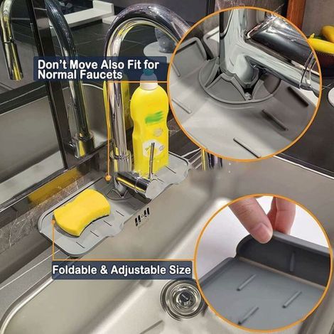 Poignée de Robinet Silicone, Bac Anti-éclaboussures pour Cuisine, Salle de Bain (1/4)