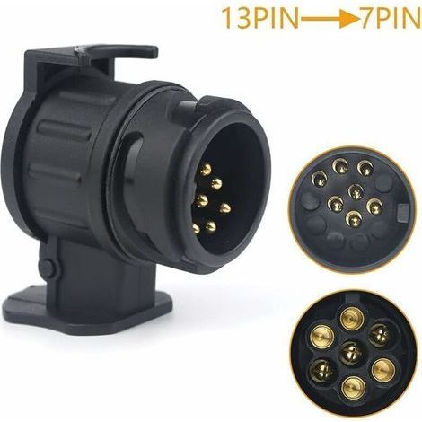 Tiroir adaptateur 13/7 remorque 13 broches vers connecteur 7 broches cabane de voiture pour tracteur, caravane, porte-vélo (1/5)