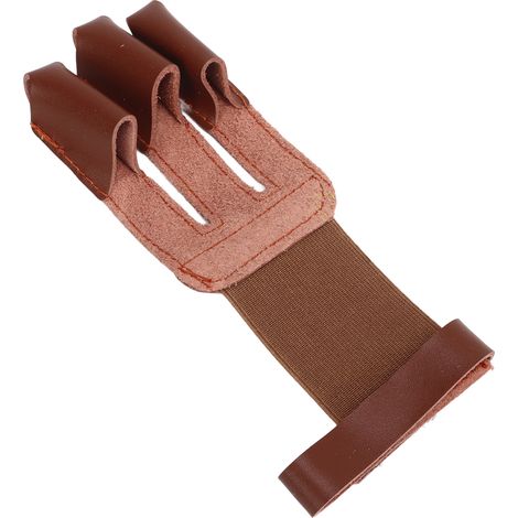 Gant de protection pour tir à l'arc en cuir, 3 doigts, chasse et cible pratique, couleur marron