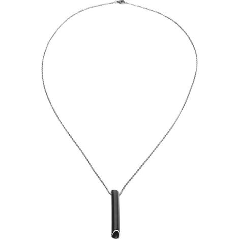 Collier de respiration consciente en acier inoxydable noir, portable réduisant le stress, sifflet anti-anxiété pour femmes et hommes (1/5)