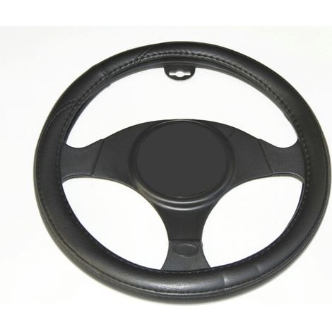 COPRIVOLANTE AUTO UNIVERSALE FODERA COPRI VOLANTE 37 39 CM SIMIL PELLE NERO 465