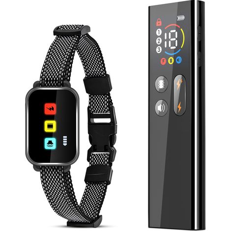 collier anti aboiement chien-Dispositif anti-aboiement intelligent, écran couleur automatique, rechargeable, étanche, dresseur de chiens télécommandé, clôture électronique pour animaux de compagnie (1/5)
