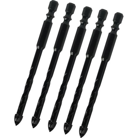 5-teiliges 8-mm-Bohrerset für Fliesen und Glas, professionelle Hartmetallbohrer zum Bohren von Keramik, Mauerwerk, Glas, Kunststoff, Holz und Weichmetallen (8 mm) (1/5)