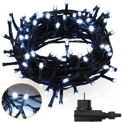 Randaco Catena luminosa 20m 200LED 8 modalità luci per festa Natale matrimonio decorazione, bianco freddo
