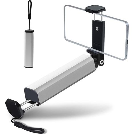 Soporte plegable para teléfono de avión, mesa de viaje de aluminio para teléfono, giratorio 360°, tamaño mini de bolsillo, plateado (1/5)