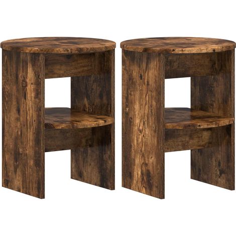 Lot de 2 Meubles d'Appoint et Rangement Salon Bois d'Ingénierie Chêne Fumé 40 x 50 cm (1/5)