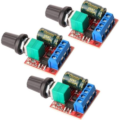 3pièces Mini Moteur Contrôleur de Vitesse, PWM Regulateur de Vitesse, DC 5V-35V 5A Réglable PWM Commutateur, 6V 12V 24V Interrupteur Variateur de Vitesse avec Indicateur LED (1/5)