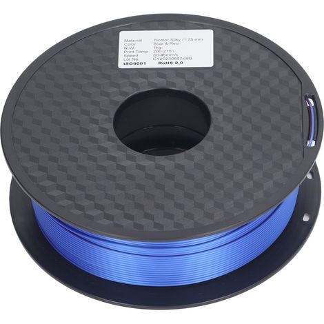 Filament PLA 1.75mm bicolore bleu rouge, bobine propre, souple pour imprimante 3D, consommable double couleur (1/5)