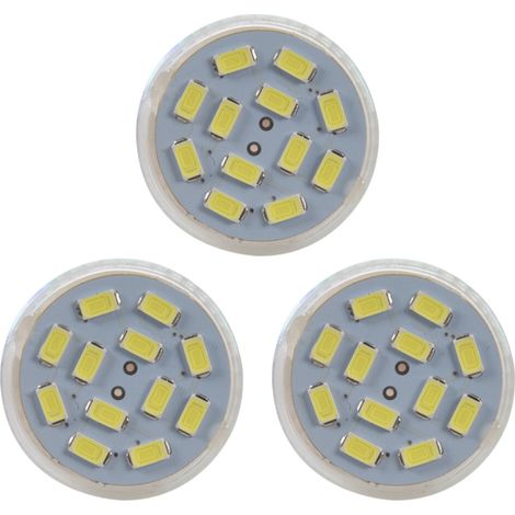 3 focos LED de 6W con casquillo GU4 (MR11), 12 SMD 5730, 570 lm, 12V, color blanco. (1/4)