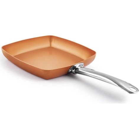 Poêle carrée antiadhésive en cuivre, 24 cm (9,5 po), revêtement céramique, compatible four et lave-vaisselle, sans PFOA (1/5)
