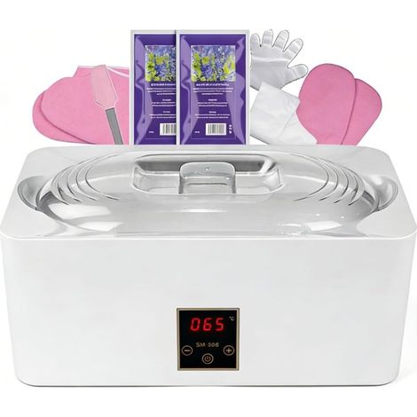 Machine à cire chauffée avec 4L régulation de température précise et fusion rapide pour maintenir la chaleur, suite professionnelle de spa à domicile pour soulager l'arthrite de la peau humide (Blanc) (1/5)