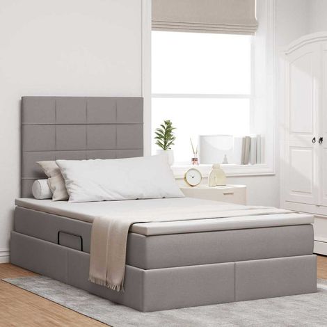 Bett mit Stauraum und LED mit LED Taupe 120 x 200 cm Polyester