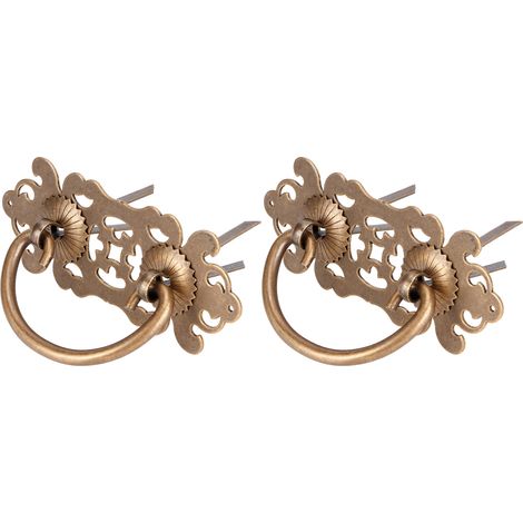 2 jeux de poignées ajourées à motifs floraux à vendre, poignées anciennes en cuivre pur pour meubles, poignées de tiroir en laiton pour meubles des dynasties Ming et Qing, poignées classiques (1/5)