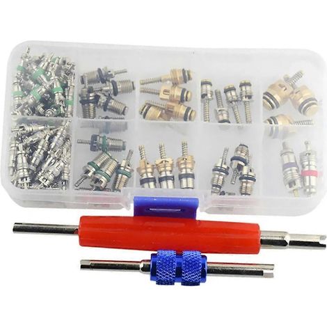 Kit de 102 accessoires pour noyau de valve de climatisation avec extracteur double tête pour démontage et installation (1/5)