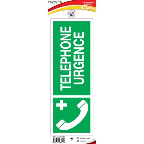 Panneau Téléphone d'urgence avec logo - Vinyle adhésif 330x120mm - 4230429