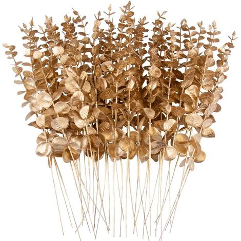 Branches D Eucalyptus Artificielles - 36 Pièces - Décoration Intérieure Maison Cuisine Mariage - Coloris Or