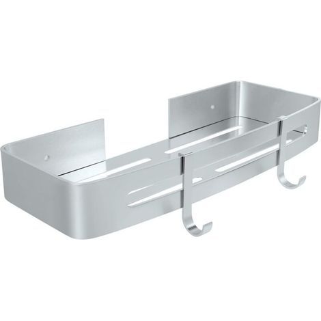 Shower Shelf, Bathroom Shelf Without Drilling, Wall-Mounted Shower Caddy, Shower Organizer Storage Basket, Adhesive, Aluminum (1/5)