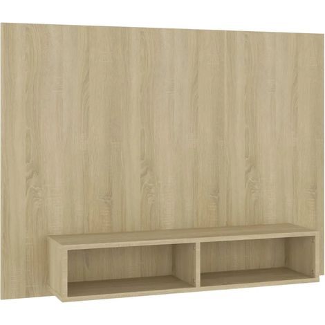 Meuble TV mural élégant contemporain espace salon 120 x 23,5 x 90 cm en bois d'ingénierie chêne sonoma (1/5)