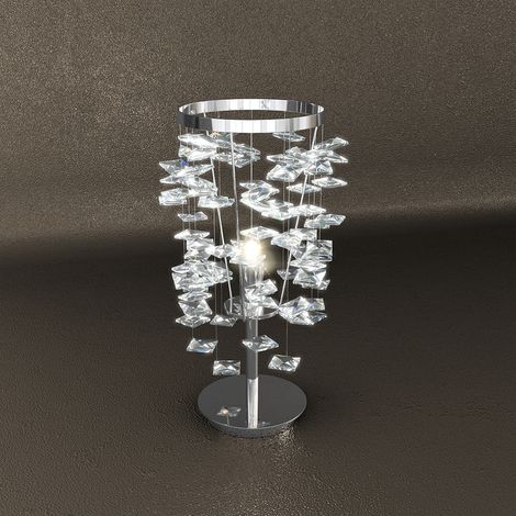 Lampada Da Scrivania Contemporanea Flare Metallo Cromo Cristallo 1 Luce G9 (1/2)