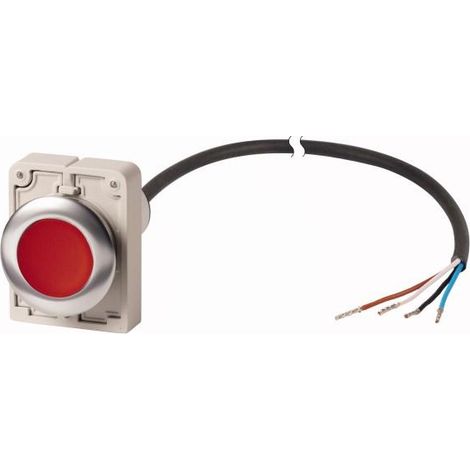 Bouton-poussoir RMQ Compact Flat à accrochage 1 N/C rouge cable (noire) extrémité ouverte 4-po EATON C30C-FDR-R-K01-P62