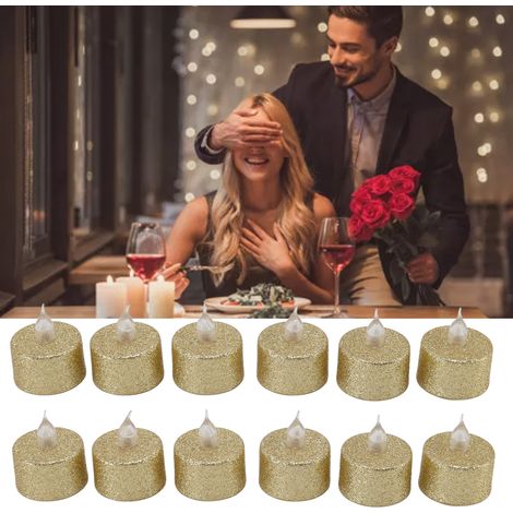 LED-Kerzen für Weihnachten, Hochzeiten, Geburtstagsfeiern, 12er-Set (gold) (Roommate Candles) (1/5)