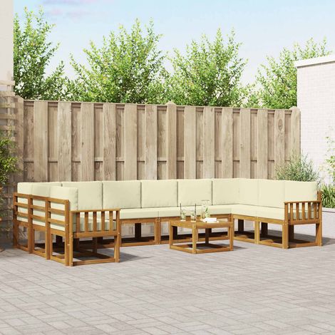 vidaXL Outdoor-Sofagarnitur mit Kissen 11 pcs Natur und Creme (1/5)