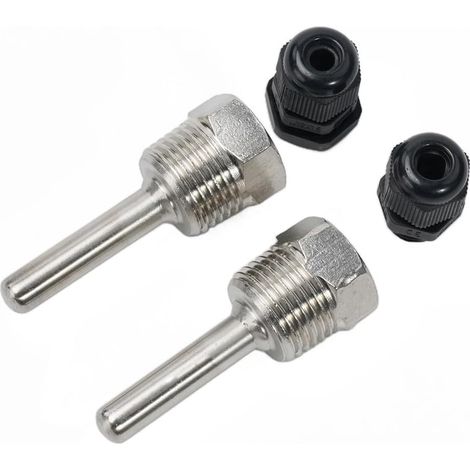 Lot de 2 capteurs de température, en acier inoxydable, filetage G1/2 pour capteur de température, manchon d'immersion PN40 (8 x 50 mm) (1/5)