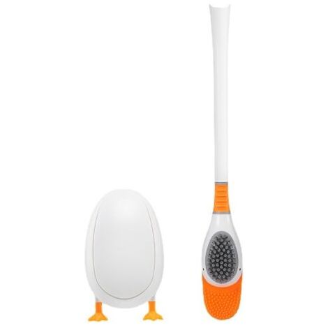 Brosse Toilettes WC, Brosse WC Silicone, Brosse Toilette et Supports, Brosse WC Suspendu, Balai WC Montage Mural/au Sol, Support à Séchage Rapide, Brosse WC pour Salle de Bain et WC (Blanc) (1/5)