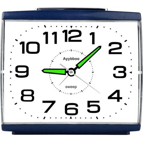 Wecker Analog Ohne Ticken,Seniorenwecker mit Schlummerfunktion,Nachtlicht,Lauter Alarm,Großes Zifferblatt Quarzwecker,Wecker Schlafzimmer(Blau)