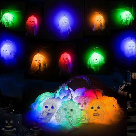 Halloween-Totenkopf-Lichterkette, 1,5 m – 10 LEDs, batteriebetriebene Totenköpfe, dekorative Halloween-Beleuchtung (1/5)