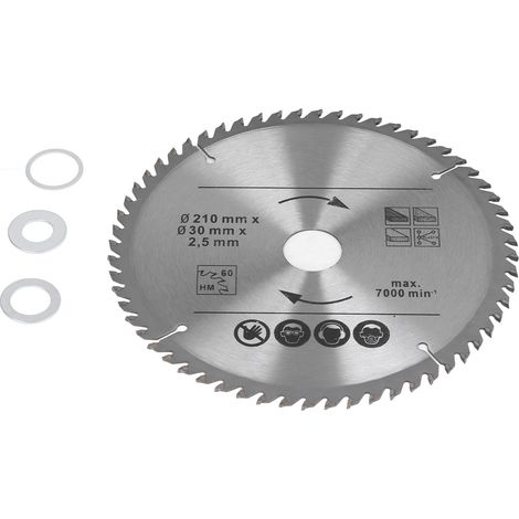 Lame de scie circulaire en carbure pour le travail du bois, scies à onglets, coupe bois et plastique, 8-1/4 po, 210 x 60 x 30