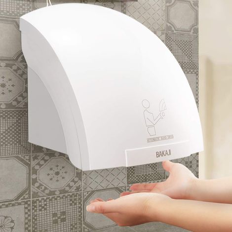 Essuie Automatique électrique hôtel sèche Mains à air Chaud Mural Salle de Bain avec capteur photocellule W, ABS, Blanc, 2000 Watt (1/5)