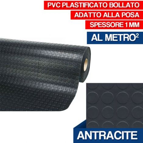 COPRIPAVIMENTO PAVIMENTO BOLLATO RIVESTIMENTO BULLONATO MT1X1 TAPPETO PVC 27720V ANTRACITE (34718)