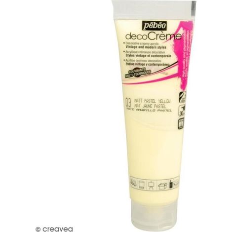 Peinture acrylique - PEBEO - DecoCrème - Jaune pastel - 120 ml - Finition Mat