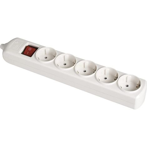 Base Bipolaire 5 Prises avec T/TL 10/16A 250V de Couleur Blanche, avec Interrupteur Lumineux pour Plus de Confort et de sécurité dans Votre Maison ou Votre Bureau. Modèle 8005IL.