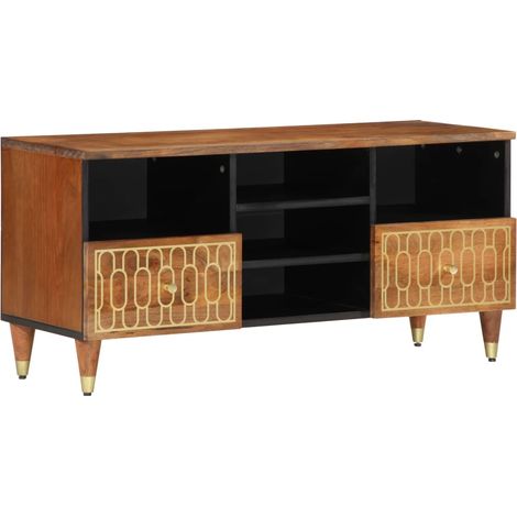 Mueble de TV madera maciza de mango 100x33x46 cm