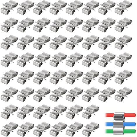 60 Pièces Clips de Fixation de Câbles Électriques en Acier Inoxydable, Clips de Gestion de Câbles Solaires Photovoltaïques, Support Clips Cable Management, Résistants à la Corrosion (1/5)