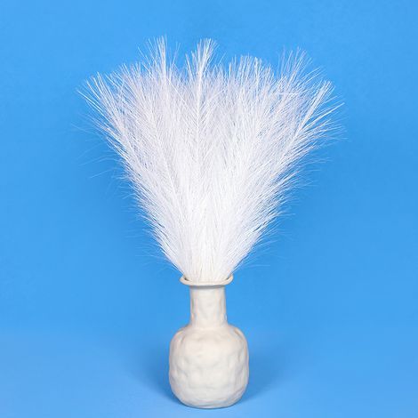 GENERIC-Gefälschtes Pampasgras, 5 Stiele 45 cm/18'' Kleine flauschige Pampasgras-Nachbildung Schilffedern für Vasenfüller, Blumenarrangement, Wohnzimmer, Küche, Hochzeit, Büro, Boho-Replik (weiß) (1/4)