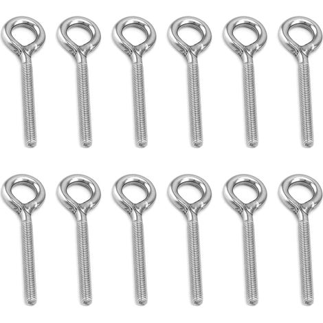Edelstahl-Ösenschrauben mit langem Schaft, 12er-Packung (M6-Ösenschrauben, M4-Ösenschrauben, Ösenschrauben) zum Befestigen und Aufhängen (1/5)