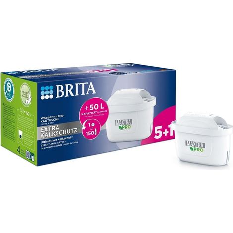 Ortviai Lot de 6 Cartouches Filtrantes compatibles avec Brita Maxtra Pro All-in-1 - Filtre à Eau de Rechange pour Carafe Filtrante - Technologie Haute Performance 150L - Filtre Brita de Rechange (Blan