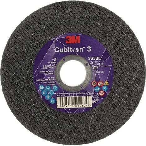 3M disque à tronçonner Cubitron(TM) 3 ( 4000844533 ) D125x0,8mm alésage droit 22,23 mm 25 pièces