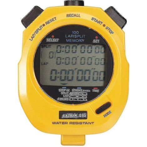 Chronomètre numérique avec mémoire double pour temps intermédiaire – Affichage clair, étanche IP67, idéal pour sport, entraînement et course – Jaune vif