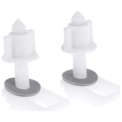 Set di 6 cerniere in plastica per sedili WC, complete di dadi e rondelle. (1/4)