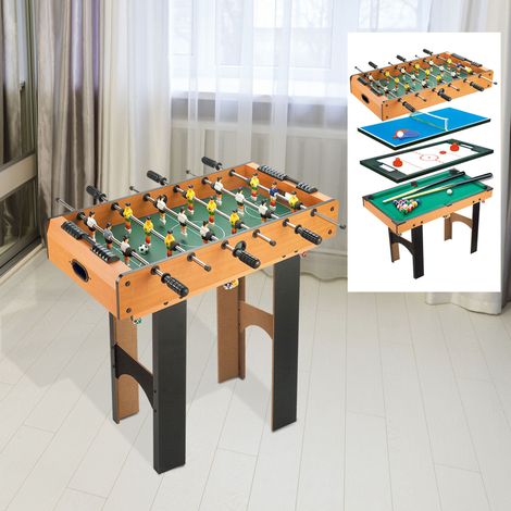 Table Multi-jeux Enfants Baby-foot Billard Ping-pong 92x78x80 Article Enfant +6 ans Naturel