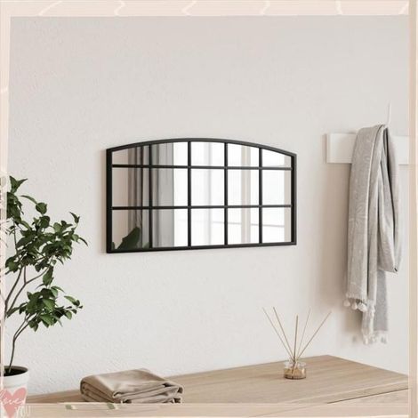 358636 Miroir mural noir 60x30 cm arche fer (1/5)